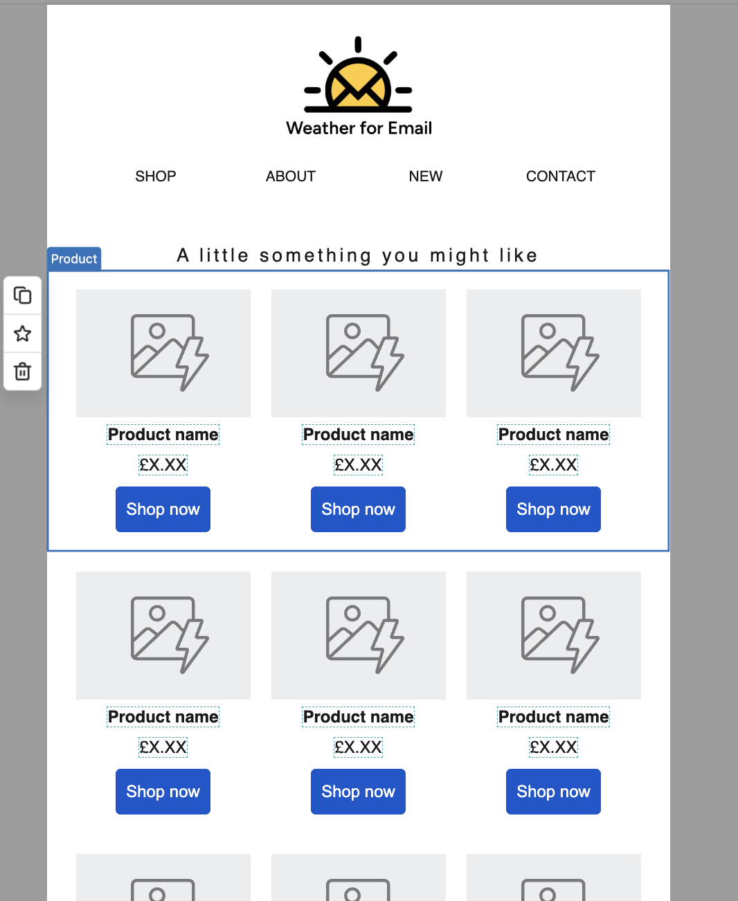 Add all your product feeds to the email template