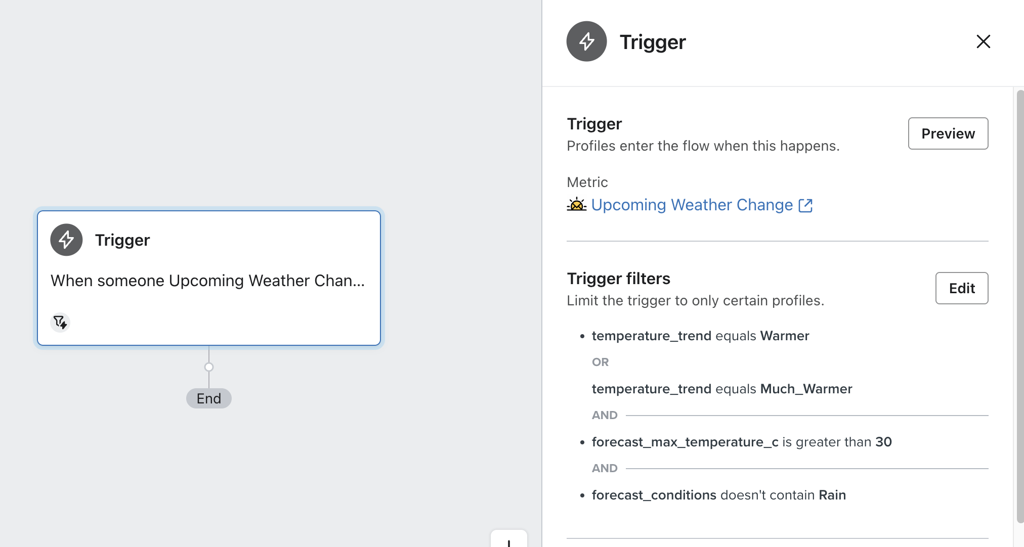 Example Trigger filters