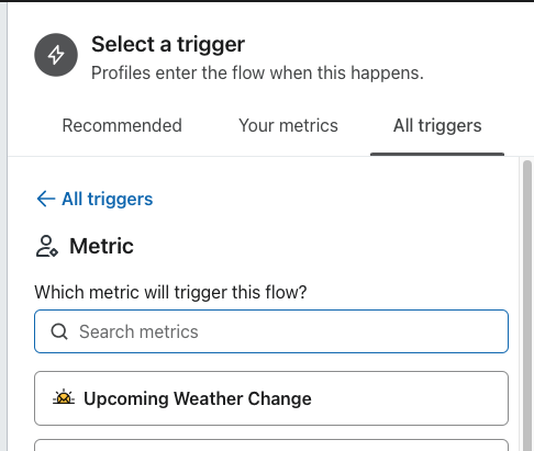 Select the "Upcoming Weather Change" metric