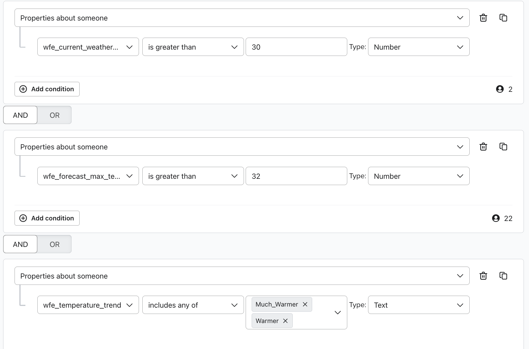 Example of segment criteria