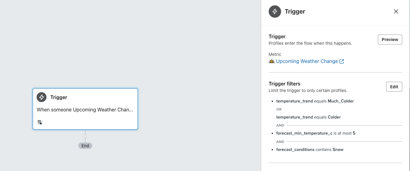 Example trigger filters