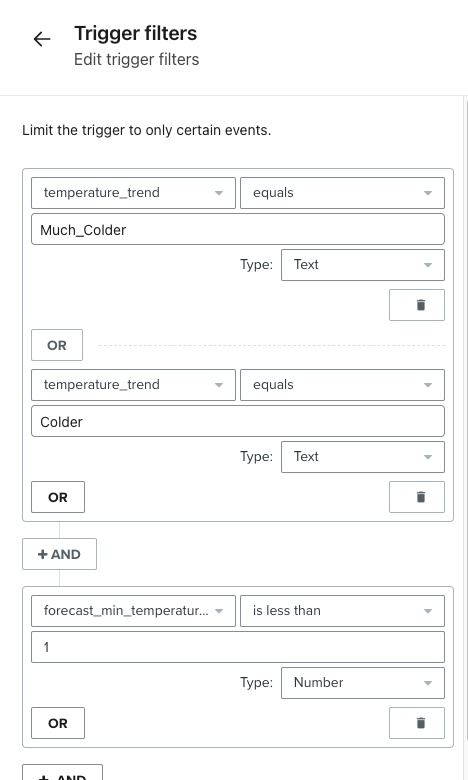 The flow trigger settings